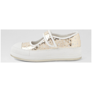 Garlyn Gold White Stars Leather Sneakers