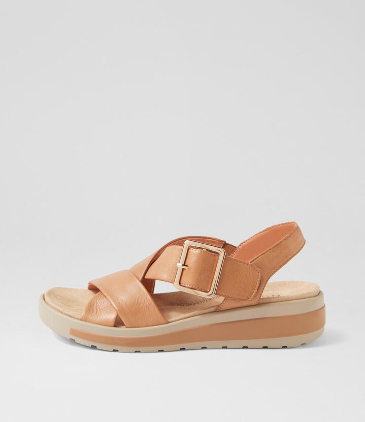 Ghola W Dark Tan Leather Sandals
