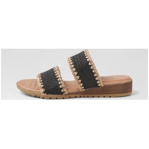 Gister Black Beige Raffia Slides