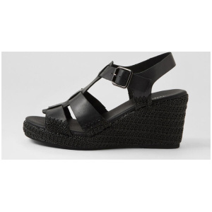 Glaire Black Leather Sandals