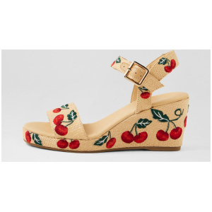 Gossier Natural Cherries Synthetic Raffia Sandals