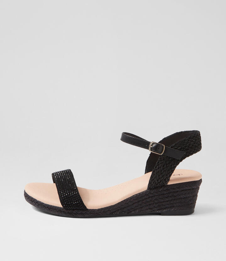Havarna Black Jewel Leather Sandals