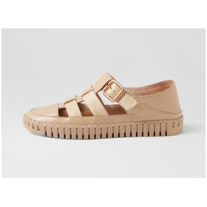 Hiroko Camel Leather Synthetic Raffia Sneakers