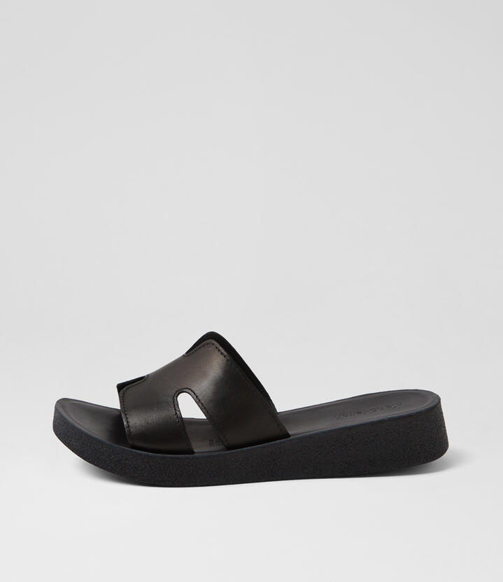 Hollyss Black Leather Sandals