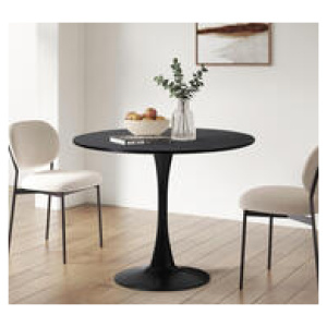 Huey 4 Seater Round Dining Table Black