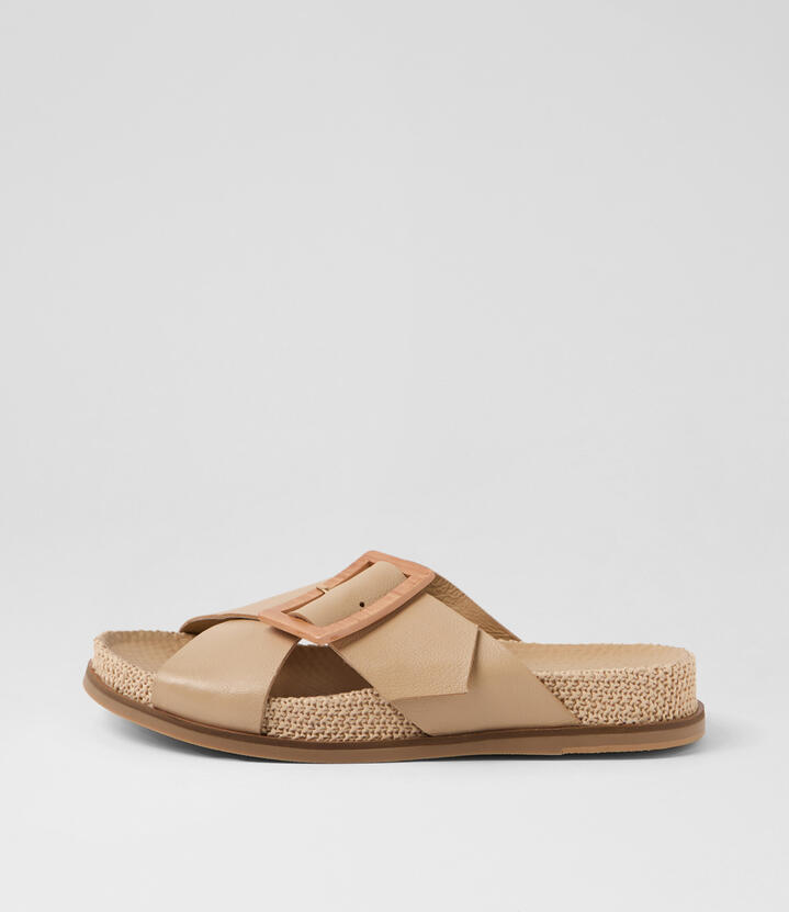 Iago Camel Leather Slides