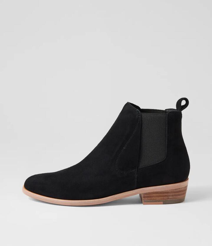 Intan Black Natural Suede Ankle Boots