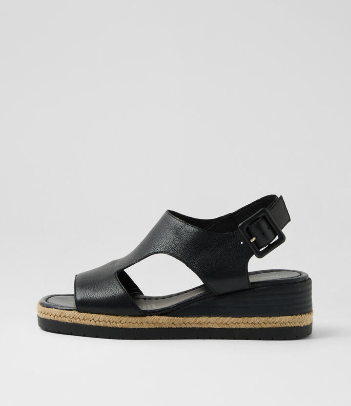 Ippa Black Leather Sandals