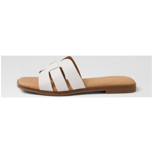 Isa White Leather Slides