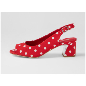 Jackiest Red White Spot Fabric Sandals