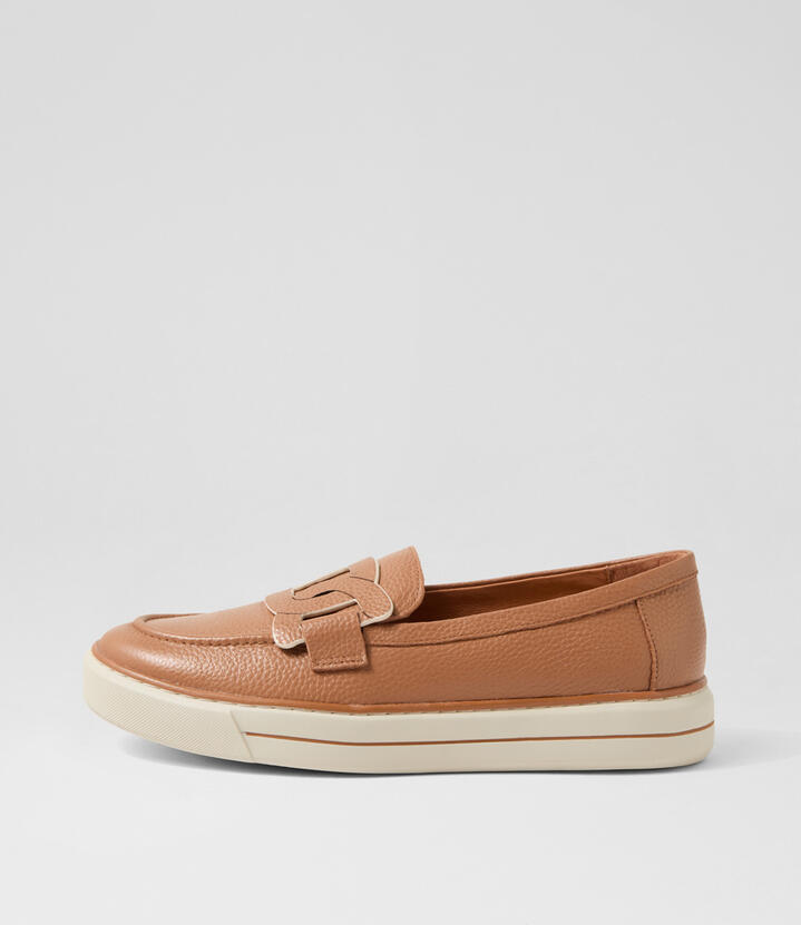 Kalbert W Dark Tan Almond Leather Sneakers