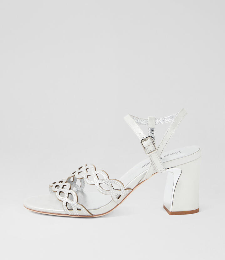 Kaska Silver Shimmer Leather Sandals