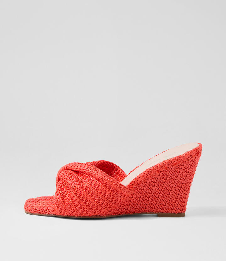 Katia Watermelon Synthetic Raffia Sandals