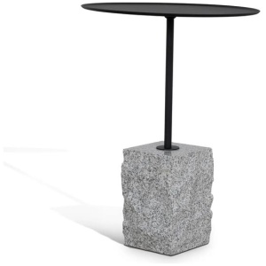 Kelvin 45cm Matte Black Side Table - Faceted Granite Marble by Interior Secrets - AfterPay Available