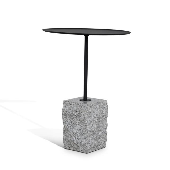 Kelvin 45cm Matte Black Side Table - Faceted Granite Marble by Interior Secrets - AfterPay Available