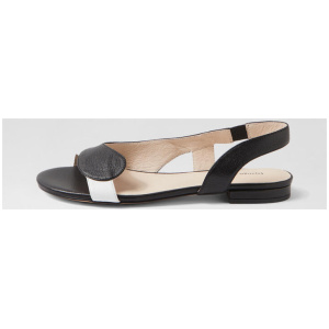 Kenter Black White Leather Sandals