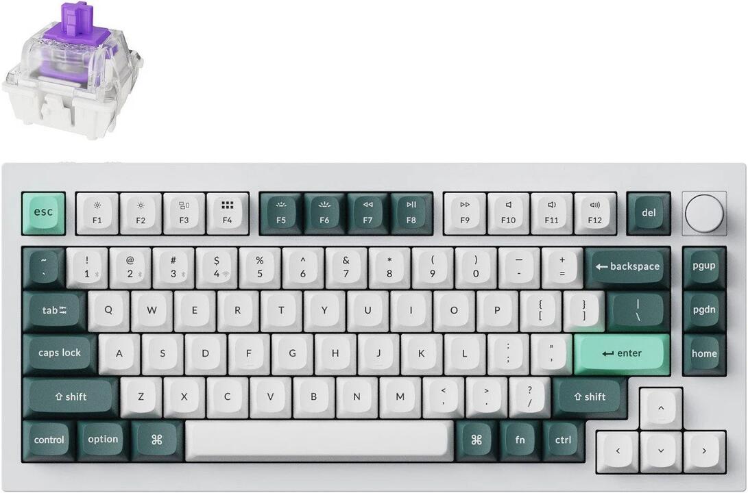 Keychron Q1 HE QMK Fully Assembled Knob Wireless Custom Shell White Keyboard - Gateron Double-Rail Nebula Switch