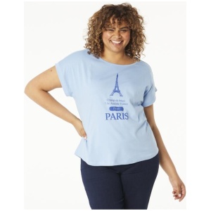 Khoko Collection Women's Extended Sleeve Cotton Paris Print Tee