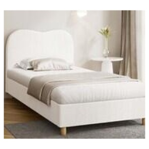 Kids Cloud King Single Boucle Bed Frame White