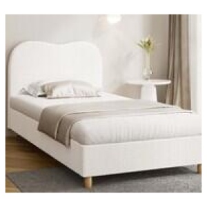 Kids Cloud Single Boucle Bed Frame White