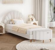 Kids Coral Single Bed Frame With Ottoman White