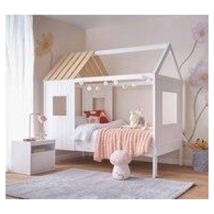 Kids Cubby House Bed Frame White Single