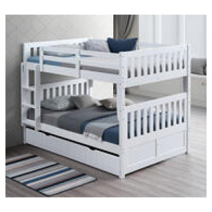 Kids Huntington Double Bunk Bed With Double Trundle White