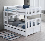Kids Huntington Double Bunk Bed With Double Trundle White