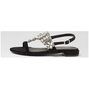 Lacoya Black Silver Suede Sandals