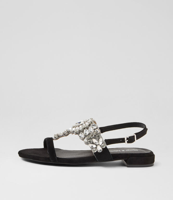Lacoya Black Silver Suede Sandals