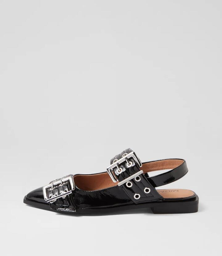 Lanny Black Patent Leather Flat Shoes