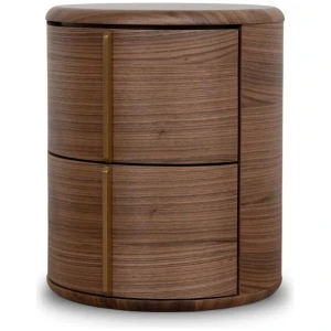 Leonard 46cm Round Bedside Table - Walnut by Interior Secrets - AfterPay Available