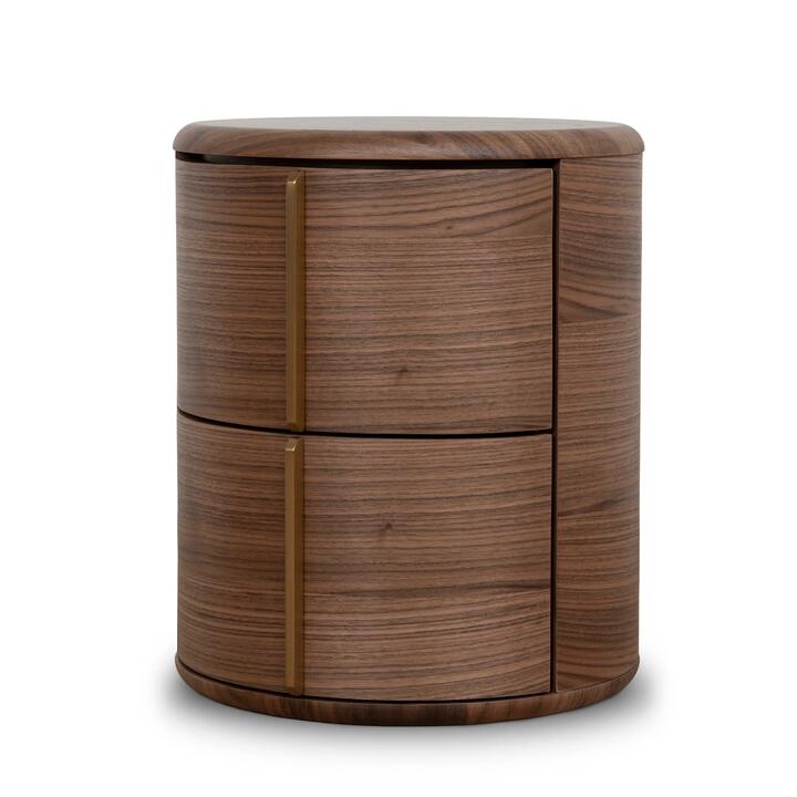 Leonard 46cm Round Bedside Table - Walnut by Interior Secrets - AfterPay Available