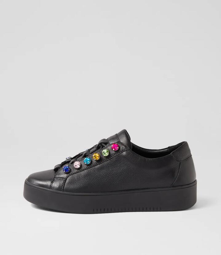 Lisett Black Bright Multi Leather Jewels Sneakers