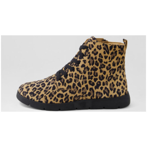 Manila W Camel Leopard Suede Lace Up Boots