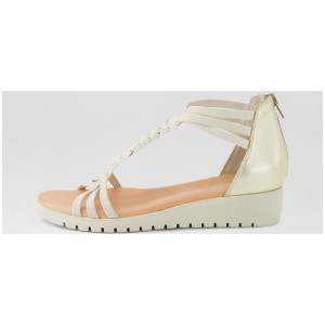 Many Pale Gold Almond Fabric Sandals