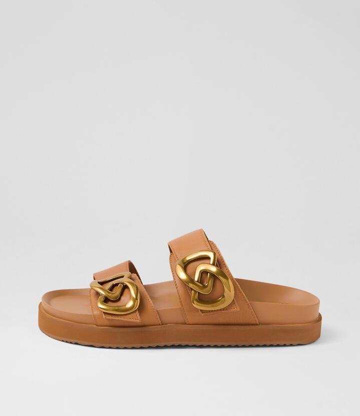 Meadow Coconut Tan Leather Slides
