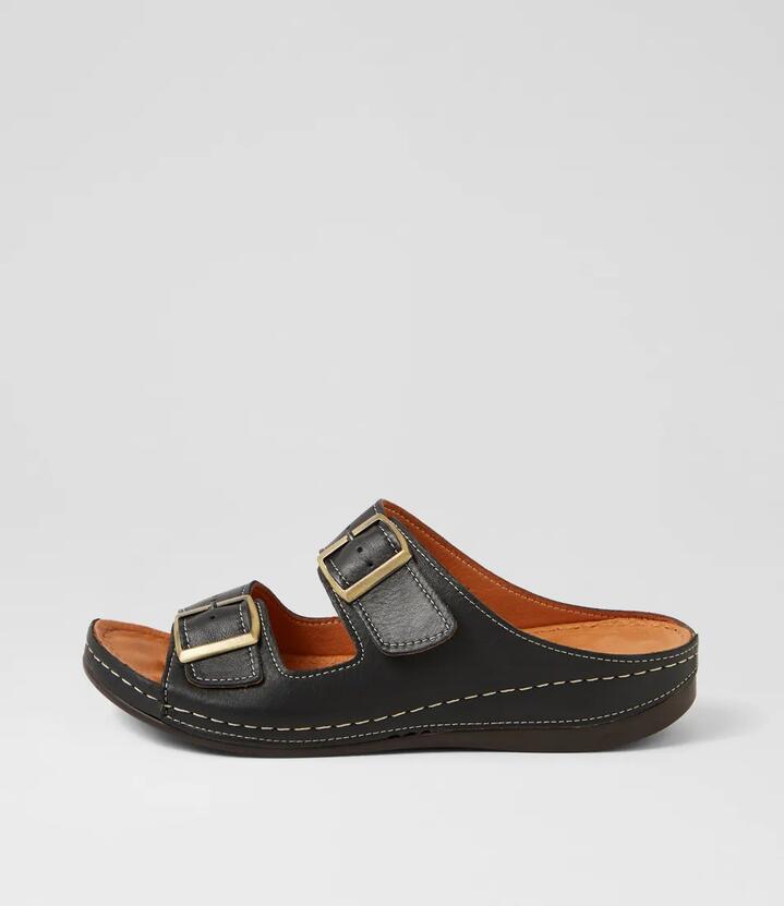 Nardi Black Leather Slides