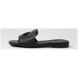 Nolles Black Leather Slides
