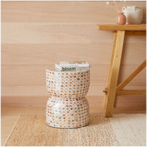 Nyra Shell Inlay Stool Pink