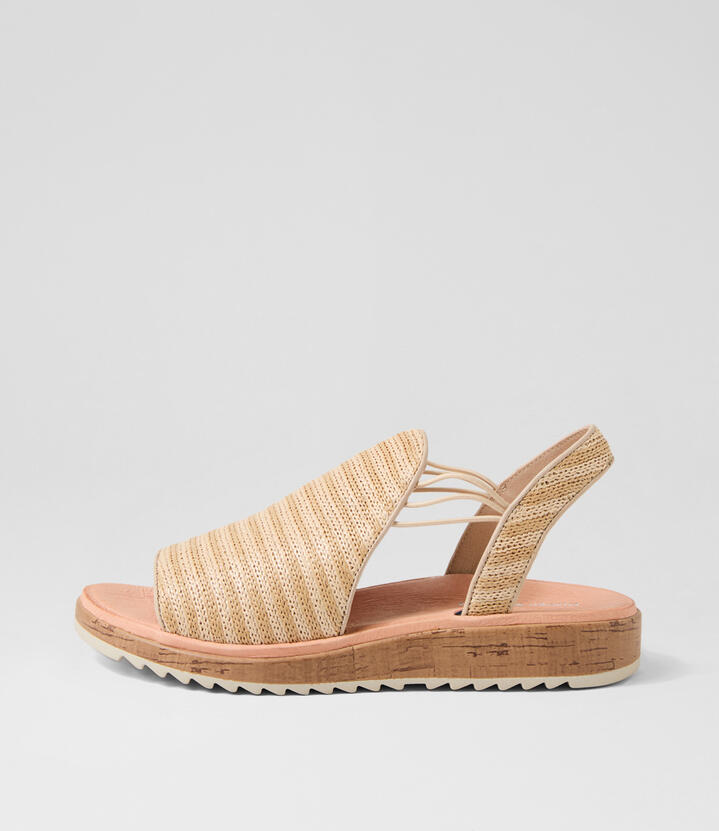 Oarliss Natural Stripe Fabric Sandals