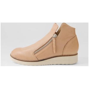 Ohmy Cafe Nude Leather Ankle Boots