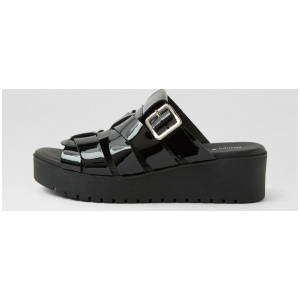 Orasia Black Patent Leather Slides