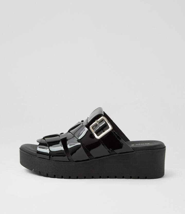 Orasia Black Patent Leather Slides