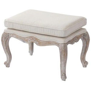 Ottoman Linen Fabric Beige Oak Wood White Washed Finish