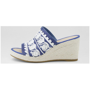 Pelexa Blue Distressed Denim Natural Leather Sandals