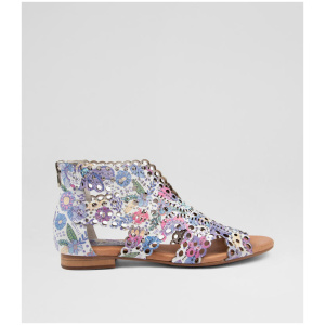 Pingu White Floral Leather Sandals