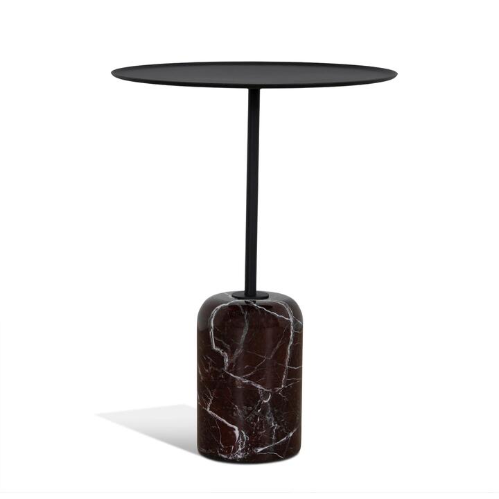 Pravina 45cm Matte Black Side Table - Rosso Levanto Marble by Interior Secrets - AfterPay Available
