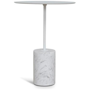 Pravina 45cm Matte White Side Table - Carrara Marble by Interior Secrets - AfterPay Available