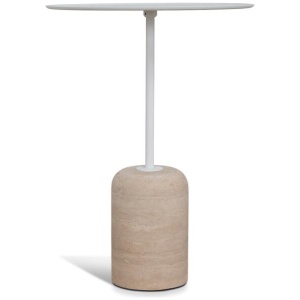 Pravina 45cm Matte White Side Table - Travertine by Interior Secrets - AfterPay Available